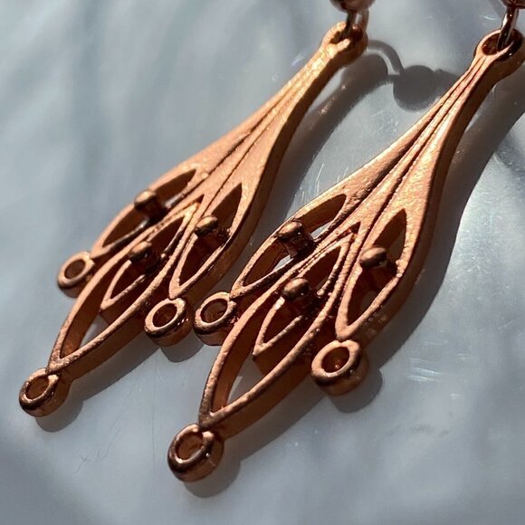 ❤️ Copper Leaf Drop Earrings - Picture 3 of 10